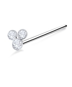 Stone Studded Clubs Silver Straight Nose Stud NSKA-92